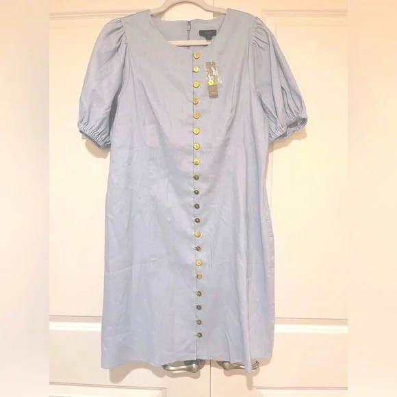 J.Crew NWT Stretch viscose/linen blend button front lined mini dress sz 16 BK977 - Picture 10 of 11